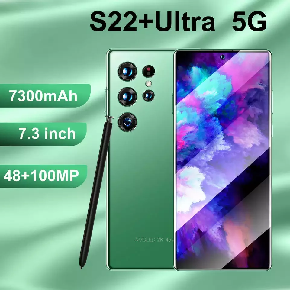 Smartphone S22+ U L Tr A 7.3-inch Water Drop Screen With Stylus Face Id Unlocked Cell Phone Full Netcom Mobile Phones