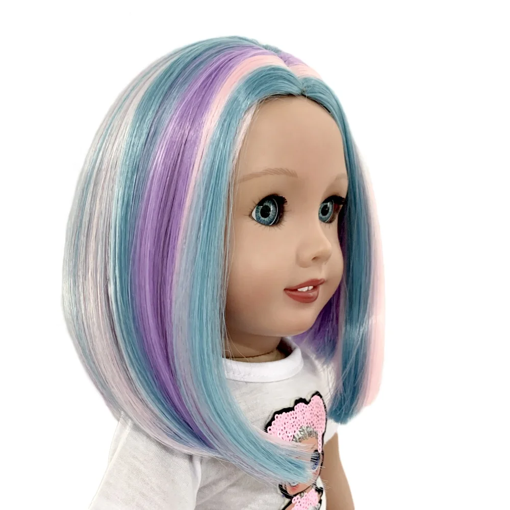 2021The New-Hot Sale Beautiful Long Curly blue mix color Wig For 18 inches Doll Fashion BJD Doll Accessories