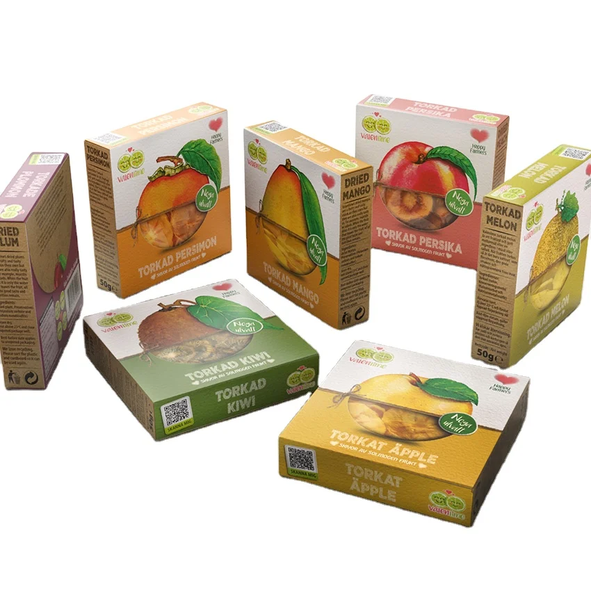 Food packaging box custom logo CMYK printing nuts ans fruit paper gift packaging date fruit box dried fruit paper box packaging