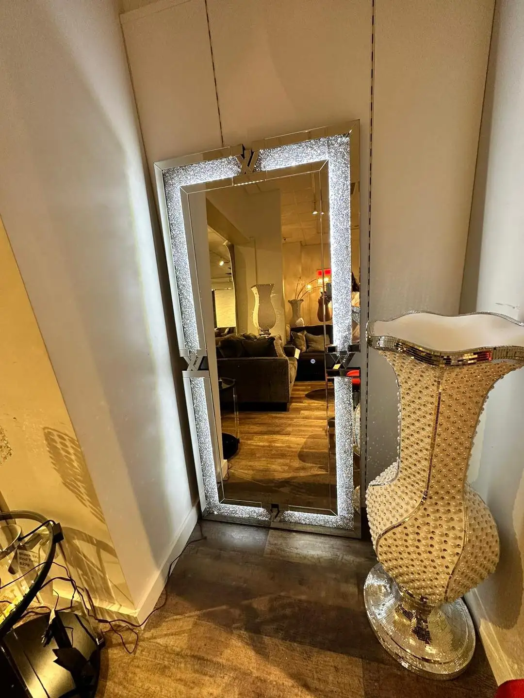 full length standing large size floor body Touch Sensor switch Bluetooth mirror with led lights