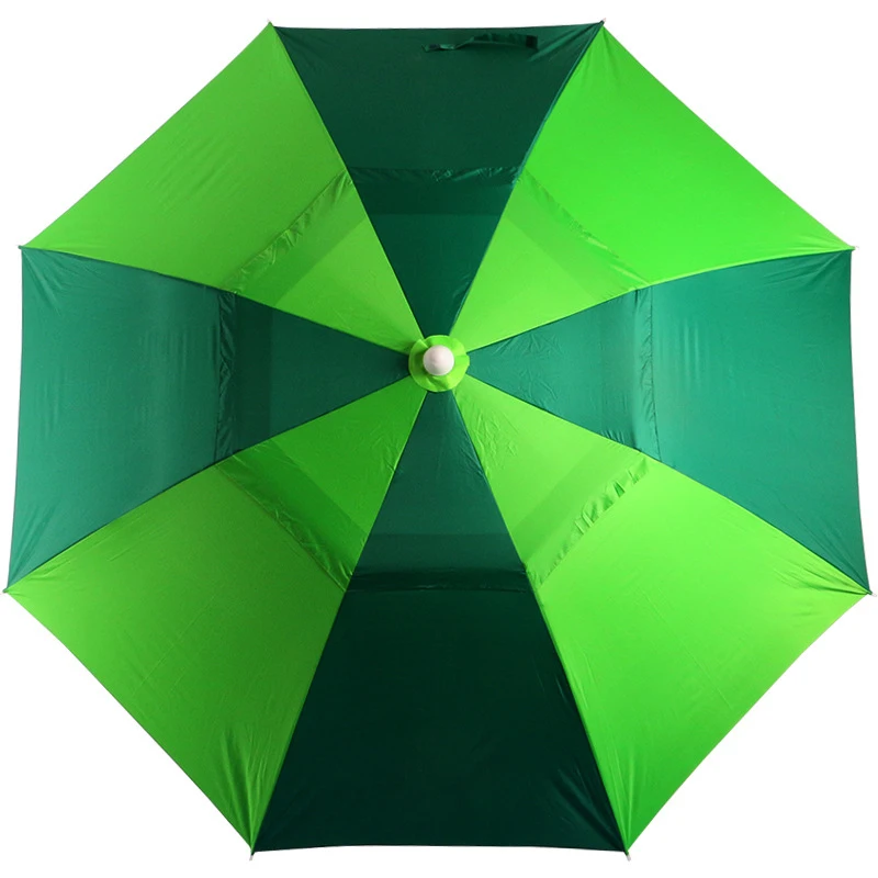 2m 2.2m Foldable Three Sections Outdoor Waterproof Green Blue Large Fishing Umbrella with Tilt Canopy