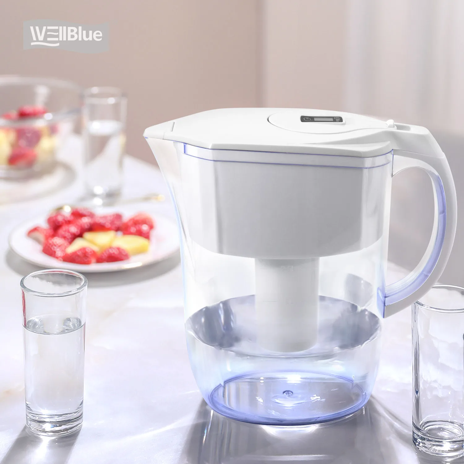 Wellblue 3.8L Certificate BPA Free Alkaline 7stage water filter purifier mineral water pitcher