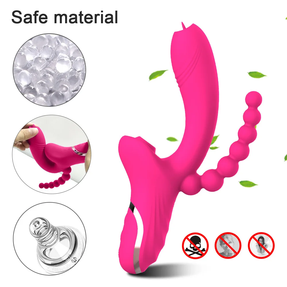 3 in 1 Clit Sucker Dildo Vibrators for Women Clitoris G Spot Tongue Licking Vacuum Stimulator Sex Toys Adult Goods for Female%