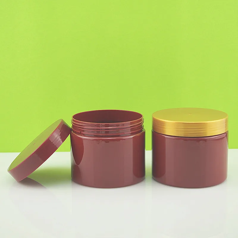 500g red plastic wide mouth cream jar