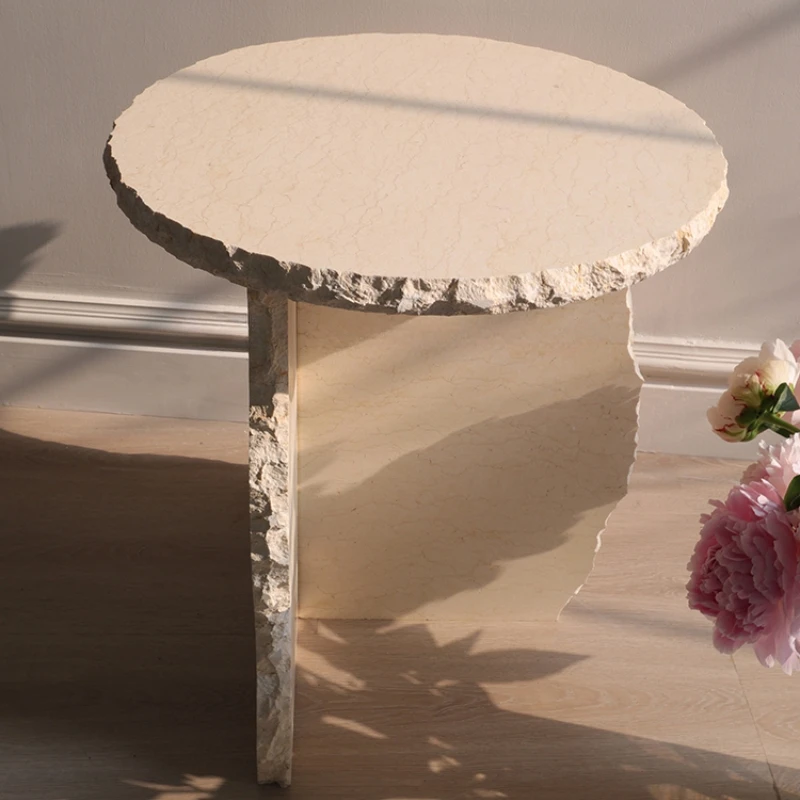 stonekocc Yellow Natural Marble Stone Irregular Edge Side Table Luxury Sofa Sideboard Home Corner Small Coffee Table Room Desk