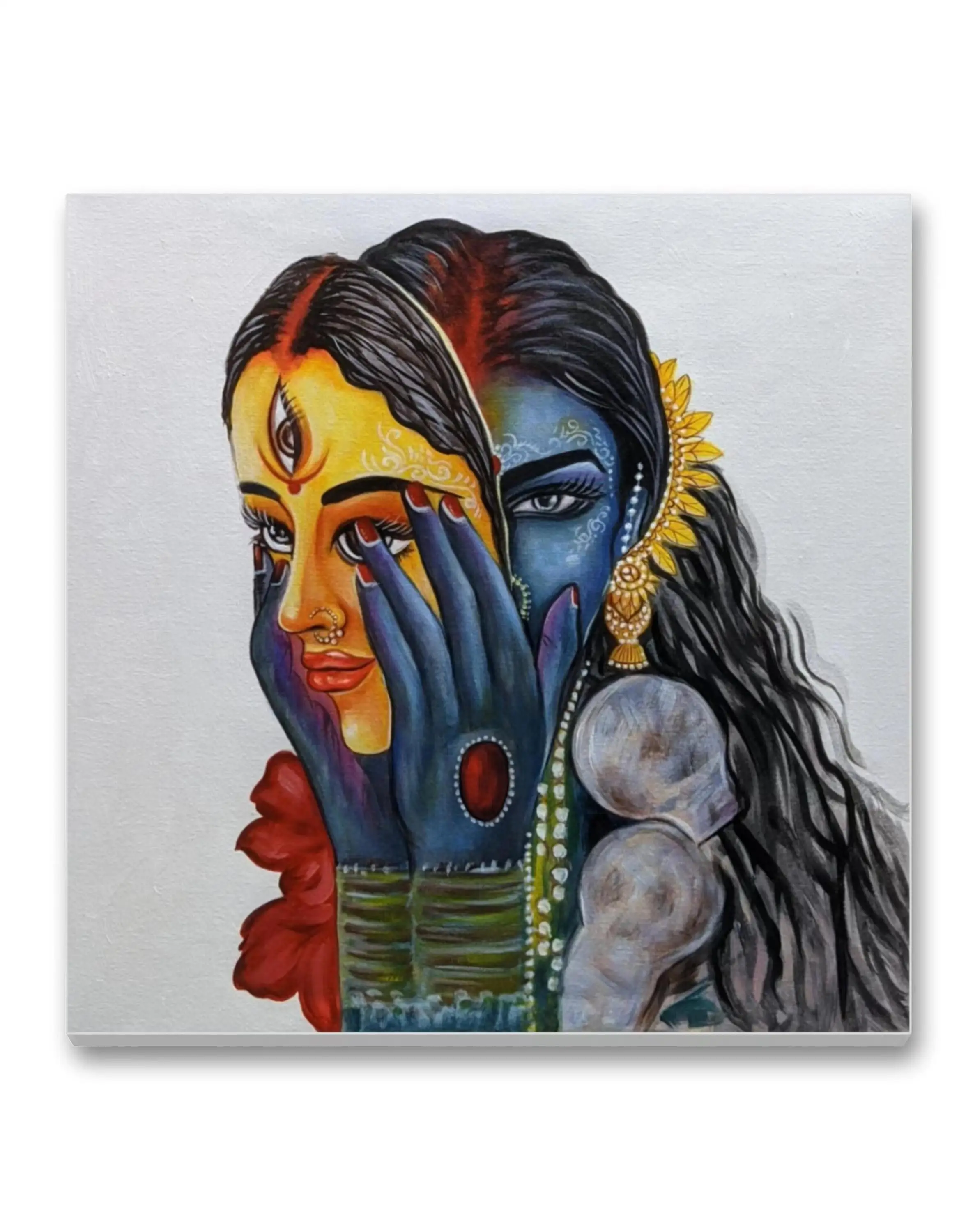 Customized hand drawn canvas paintings wall decorations Indian beauties masked beauties handmade oil painting