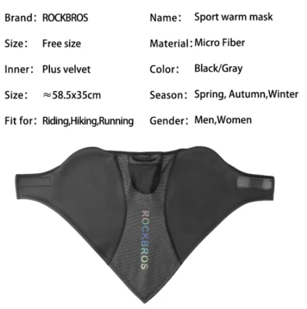 ROCKBROS Cycling fleece Mask Winter Windproof Keep Warm Breathable Facemask Earmuff Lengthen Mouth Face outdoor cycling maskes