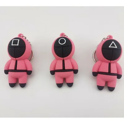 Squid game keychain PVC Fidget Toys for Korean Movie Squid game Fashion 7X3CM 30g Mini Figure Squid game key chain