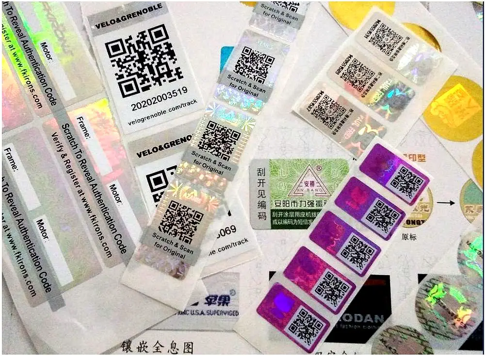 Barcode custom security warranty seal laser hologram authentication sticker label