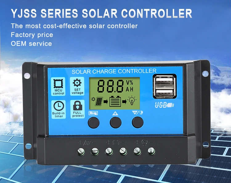 Solar Panel Charing Regulator 12V 24V Battery 10A 20A 30A 40A 50A 60A PWM Solar Charge Controllers for Solar panel PV System