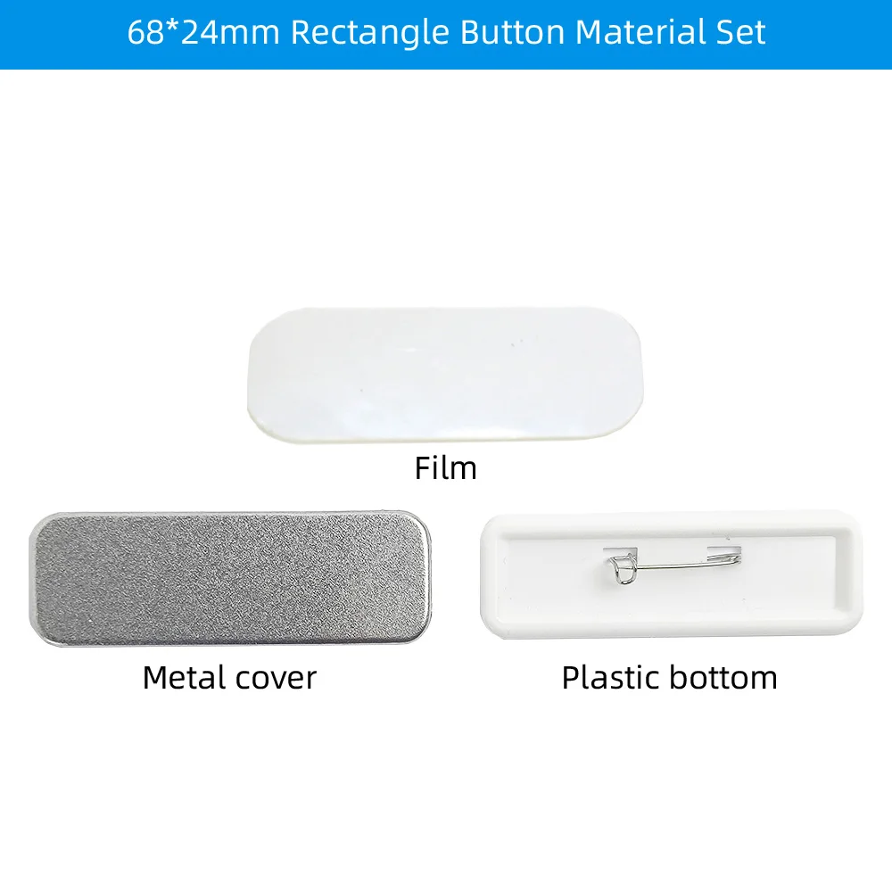 68*24mm Rectangle Button Badge Material Name Tag
