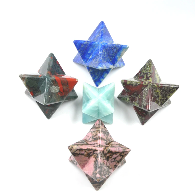 Natural gemstone Agate Merkaba Star Six Pointed Star Of David  Reiki Healing Energy Stone Melcaba