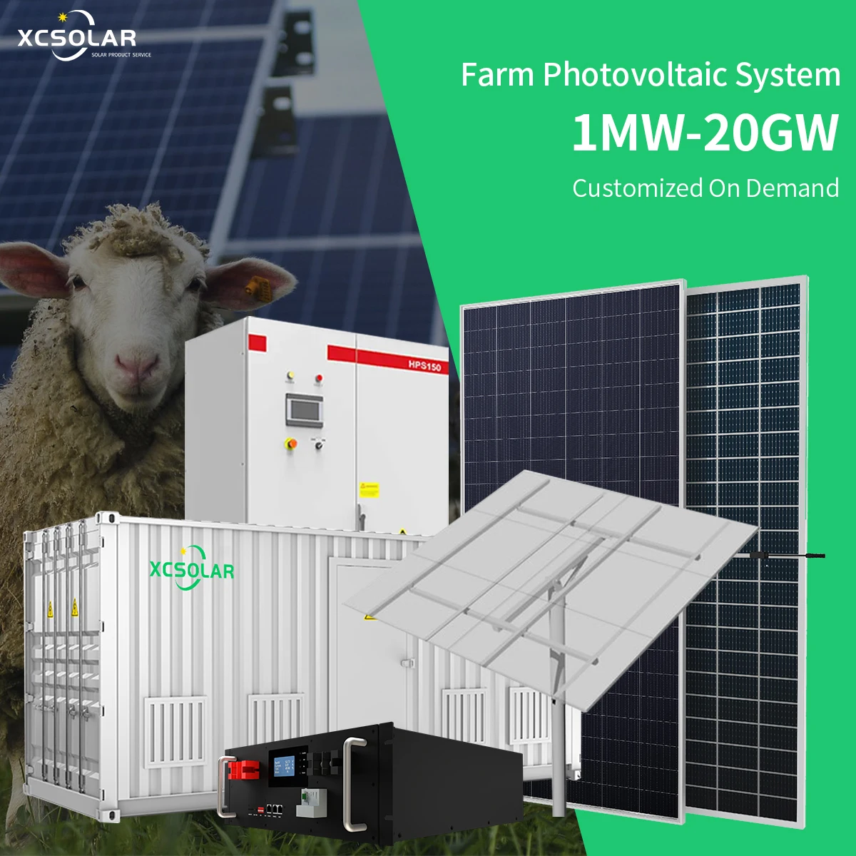 Solar Power System 100KW 300KW 500KW 2MW 5MW Agriculture Irrigation Hydroponic Greenhouse with Solar Energy