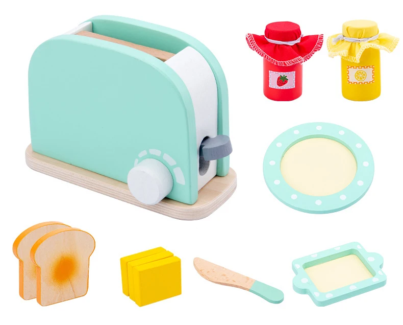 
2020 New arrive kids pretend play cooking game wooden bread maker coffee machine blender baking kitchen set toys for boys girls 