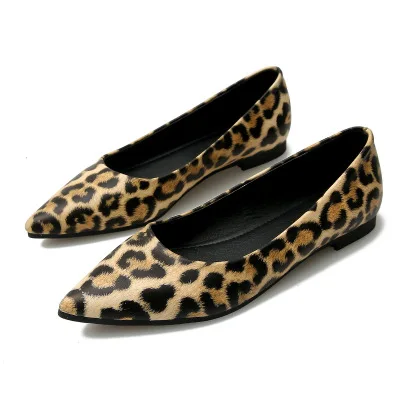 XY024 высококачественные женские туфли на плоской подошве с острым носком и леопардовым принтом