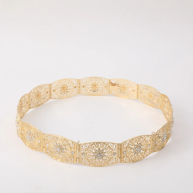 Factory Wholesale Fashion Crystal Metal Belt Luxury Gold Metal Waist Chain Belt For Women