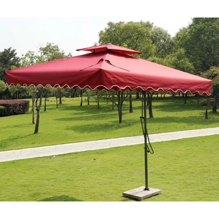 SUNDAY Double top banana umbrella Hot sale double layer outdoor banana beach umbrella outdoor with flap