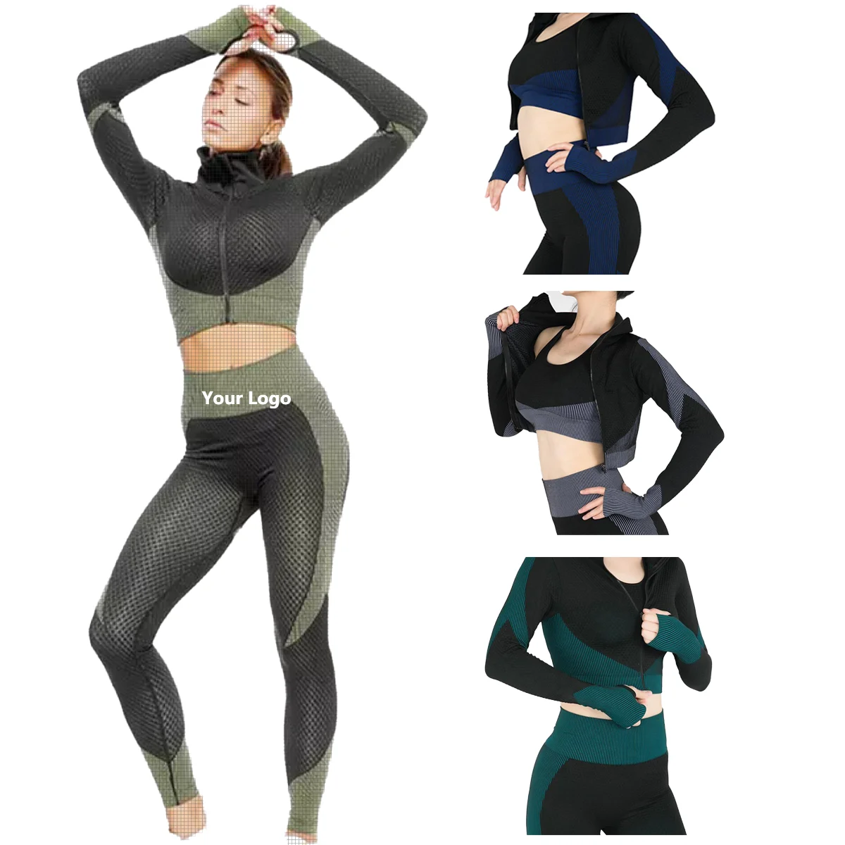 KH-YG036 High Quality Quick Dry Hot Sales Top Women Yoga Apparel Fitness Wear 3 Piece Yoga Set