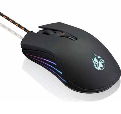 Optical Wired Mouse 4000 DPI GamIing Computer USB Mouse 12 Kinds of RGB Light Mode Notebook Black OEM Custom Mouse