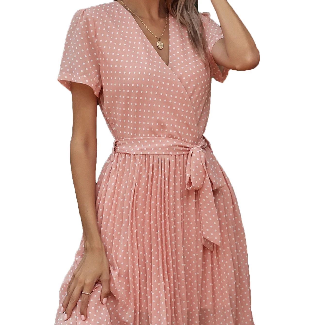 Wholesale customized  casual dresses holiday women casual dresses high quality Wave-point pattern
