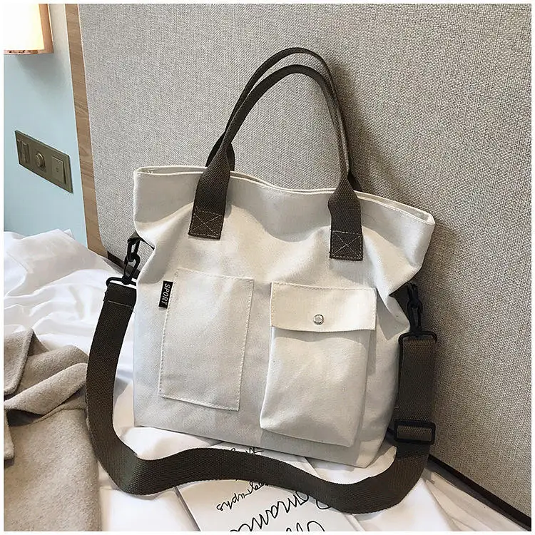 wholesale promotional large sturdy canvas grocery Tote Bag Women Shoulder Bag Canvas Tote Bag With Custom Printed Logo