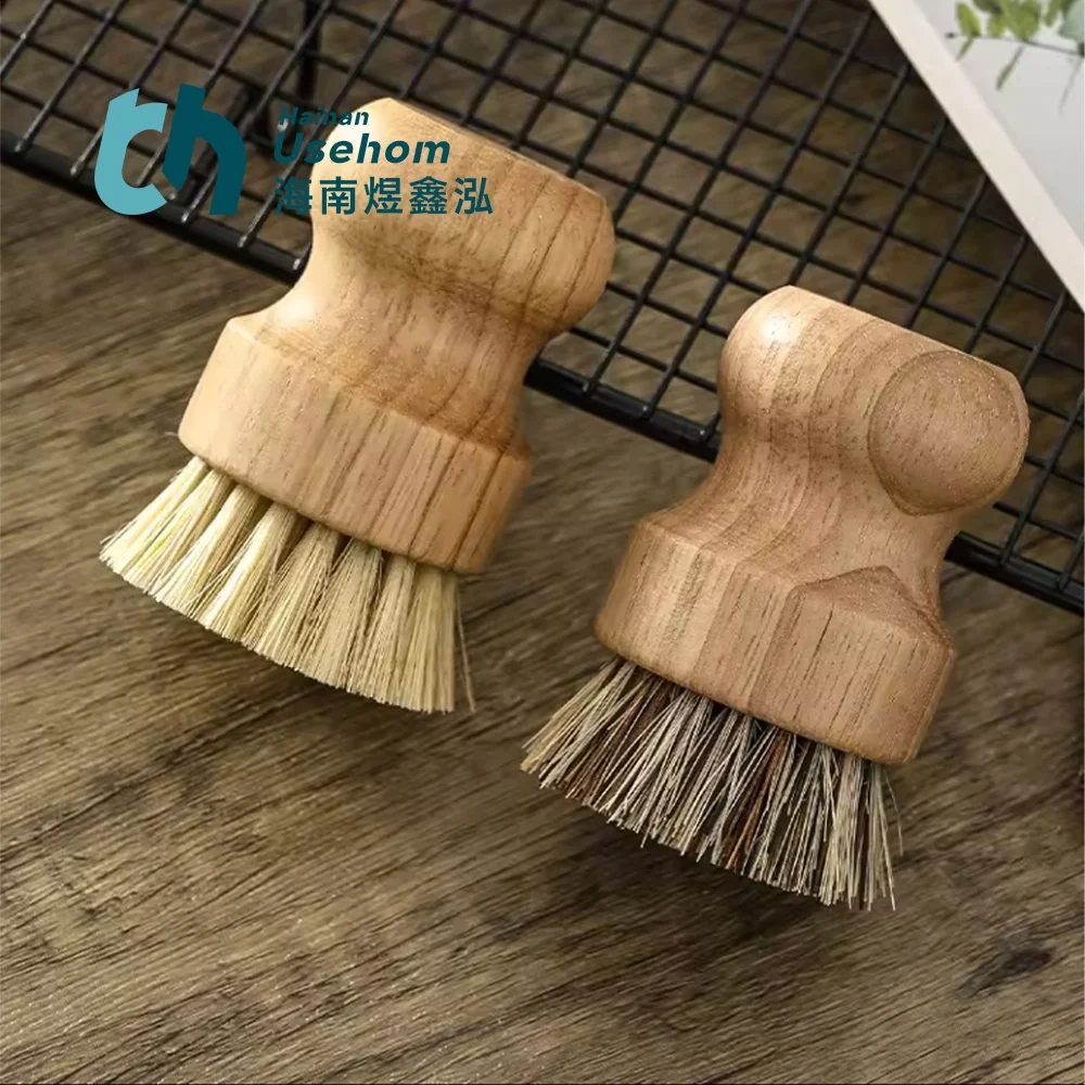 Leeseph Bamboo Dish Scrub Brushes, Kitchen Wooden Cleaning Scrubbers for Washing Cast Iron Pan/Pot, Natural Sisal Bristles