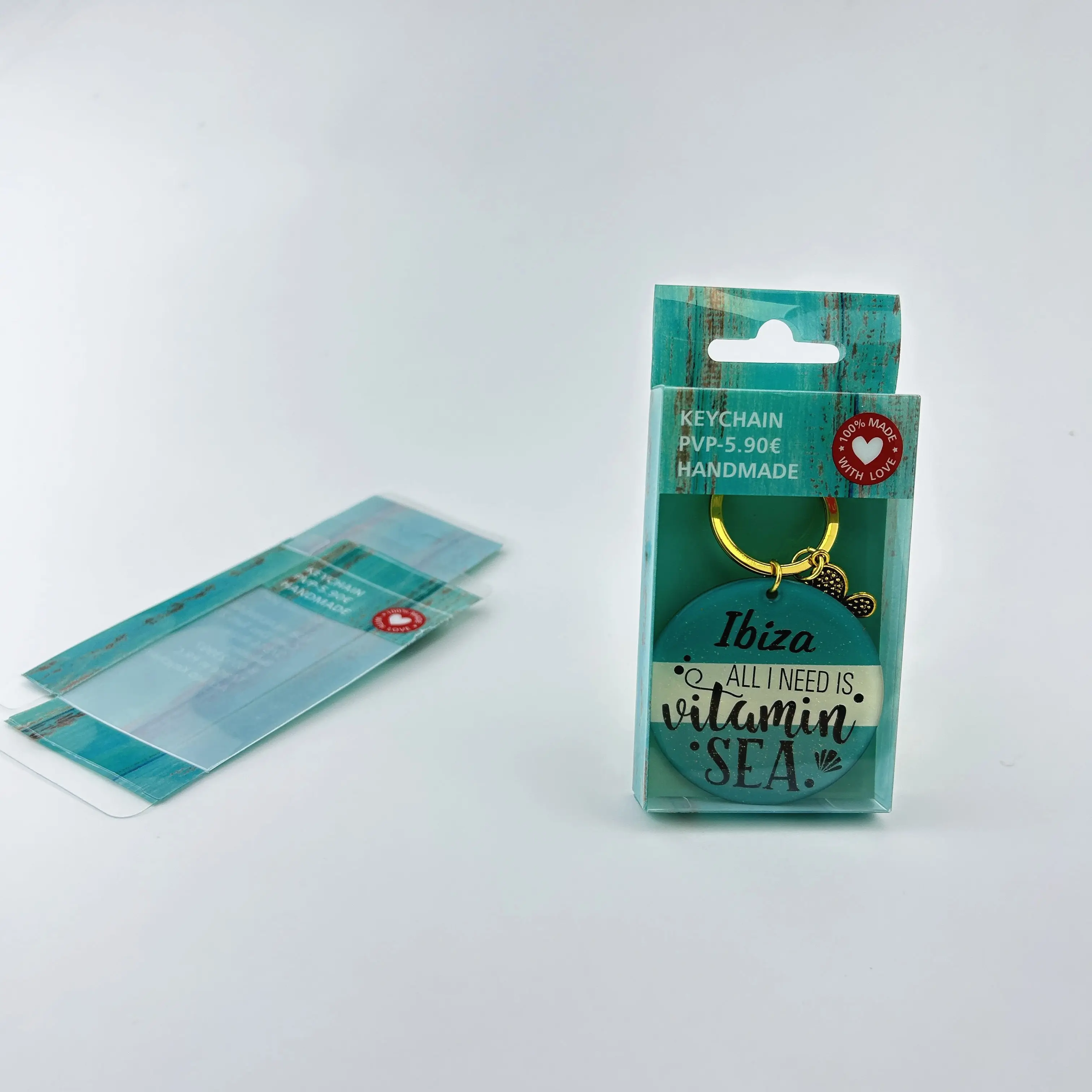 Custom logo clear transparent PVC PET packaging boxes luxury keychain package box