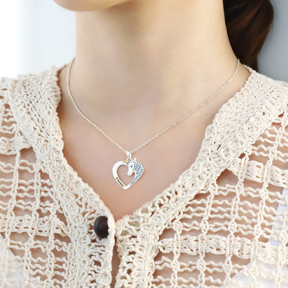  Wholesale new design 18k gold plated stainless colorful zircon horse heart shape pendant
