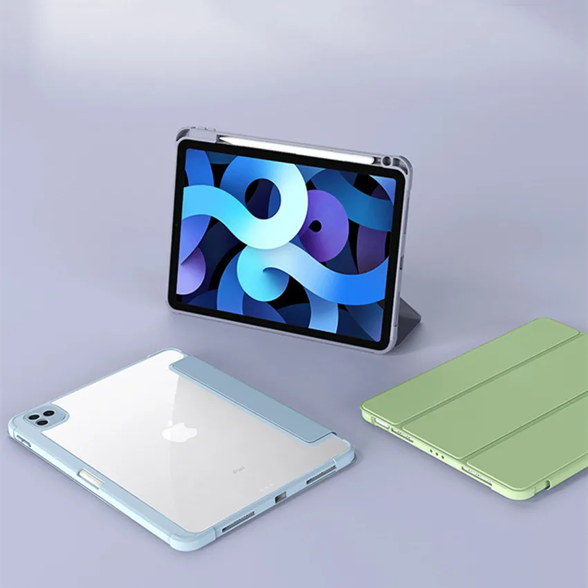 New Upgrade Soft Edge Acrylic Transparent Shell Stand Case Cover for iPad Pro 11 2021 2020 2018 Air4 Air5 10.9