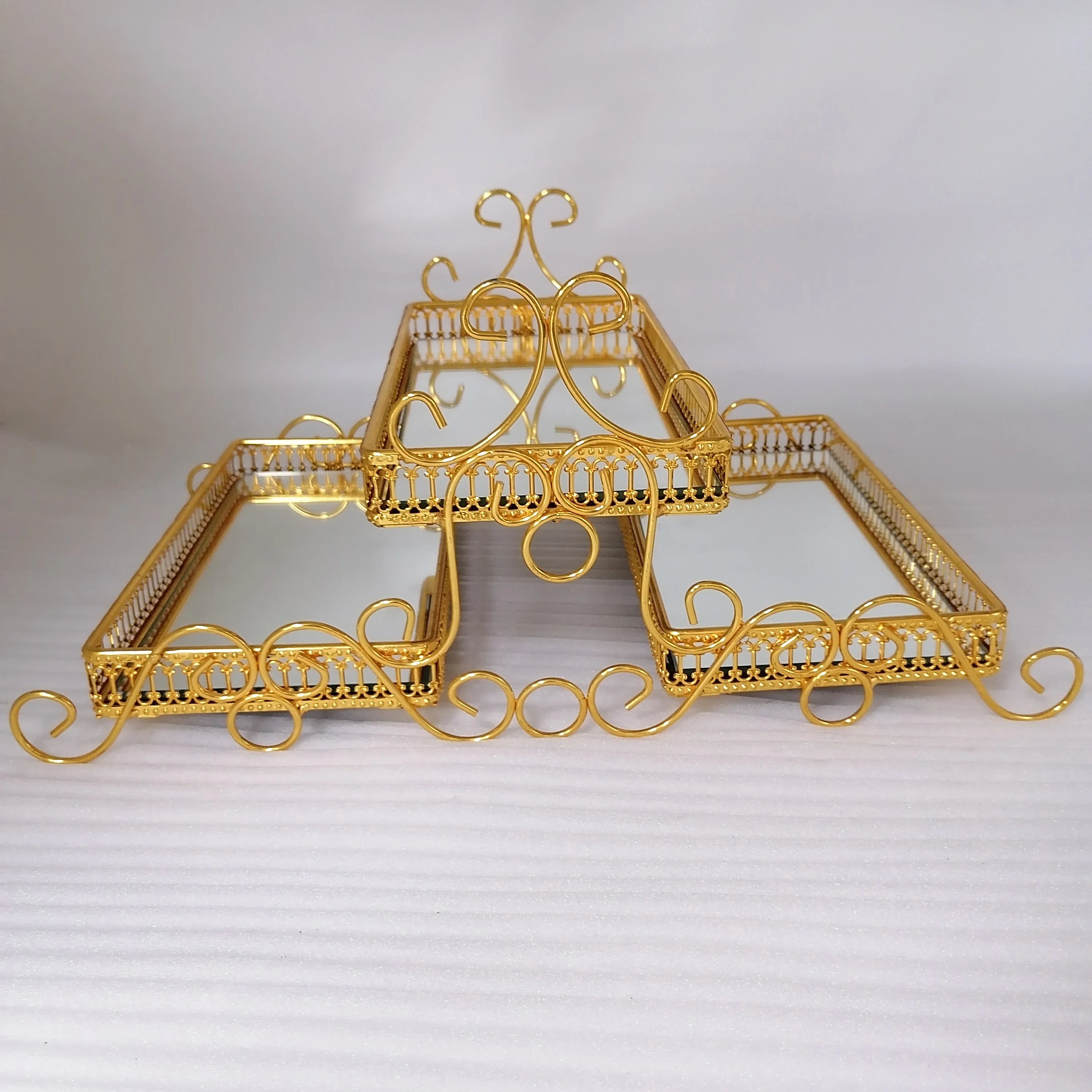 Stand Cupcake display Cake Stand Metal Mirror Tray Mini Cupcake Display Stand