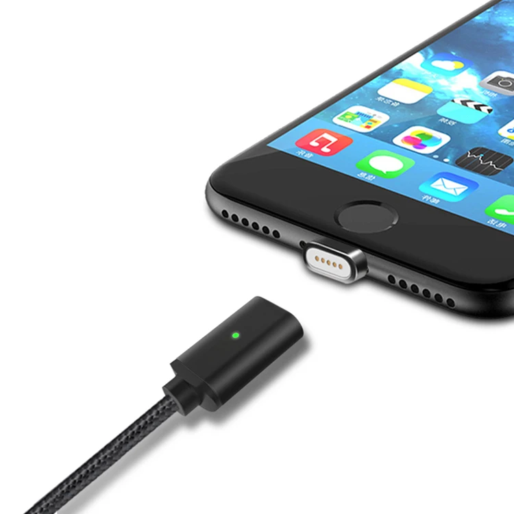 
fabric braided flat magnet data cable V8 I5 USB-C with led indicator magnetic data charger 