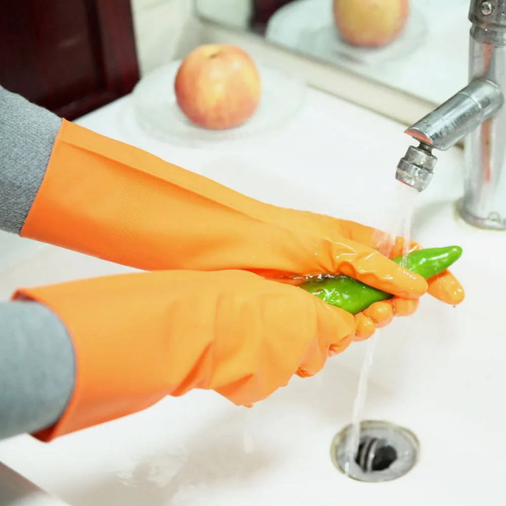 Yellow Food Safe Long Cuff Kitchen Cleaning Bulk Nitrile Gloves - Vibrant yellow food-safe nitrile gloves  in bulk packaging