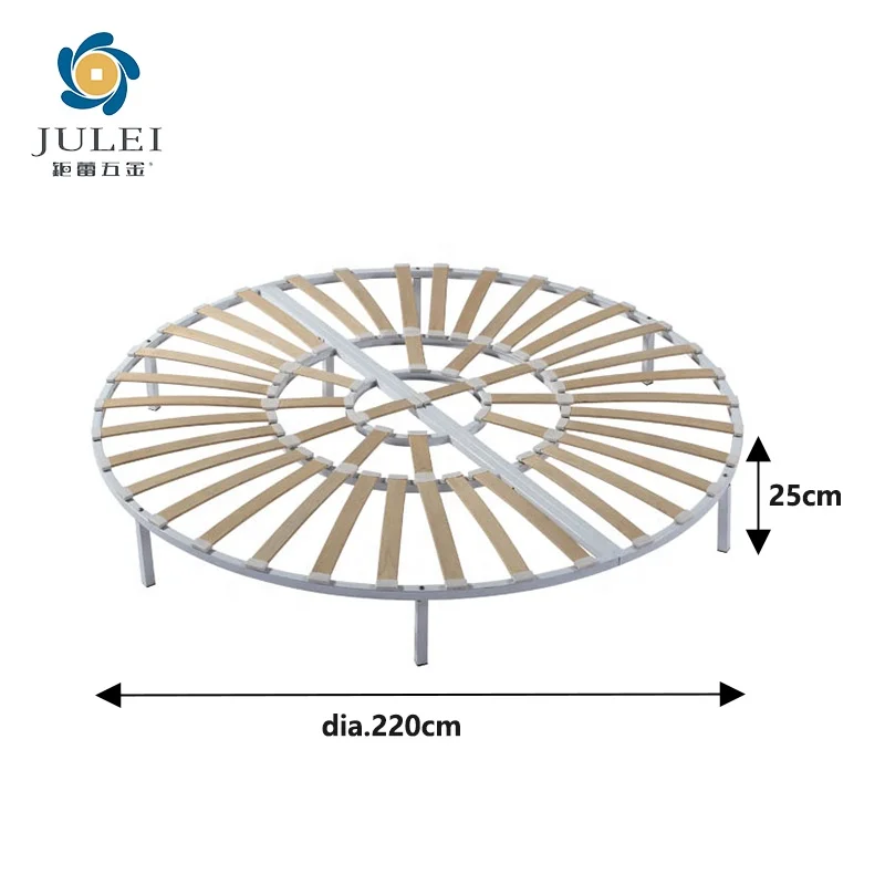 Special Shape Luxury King Size Wood Queen Round Bed Frame With Strengthen Wooden Slats