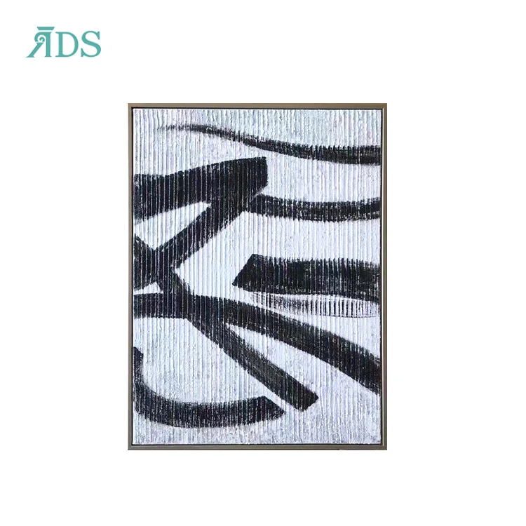 
Modern handmade abstract oil painting black and white canvas art 