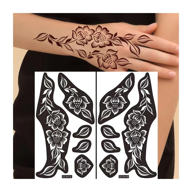 In stock Temporary Henna Tattoos Template Stencils Hand DIY Templates Hands Painting Stencils Body Art Henna Stencil Stickers
