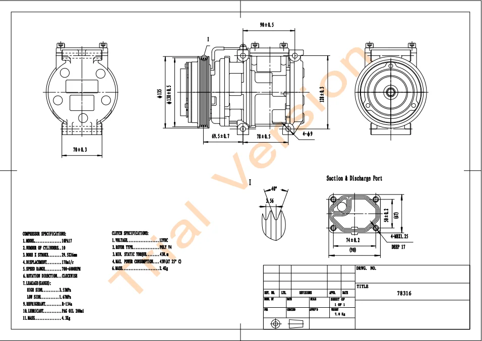 
all new auto ac compressor 10pa17c ac compressor for 4PK 130MM 78316 OEM:883206058084 