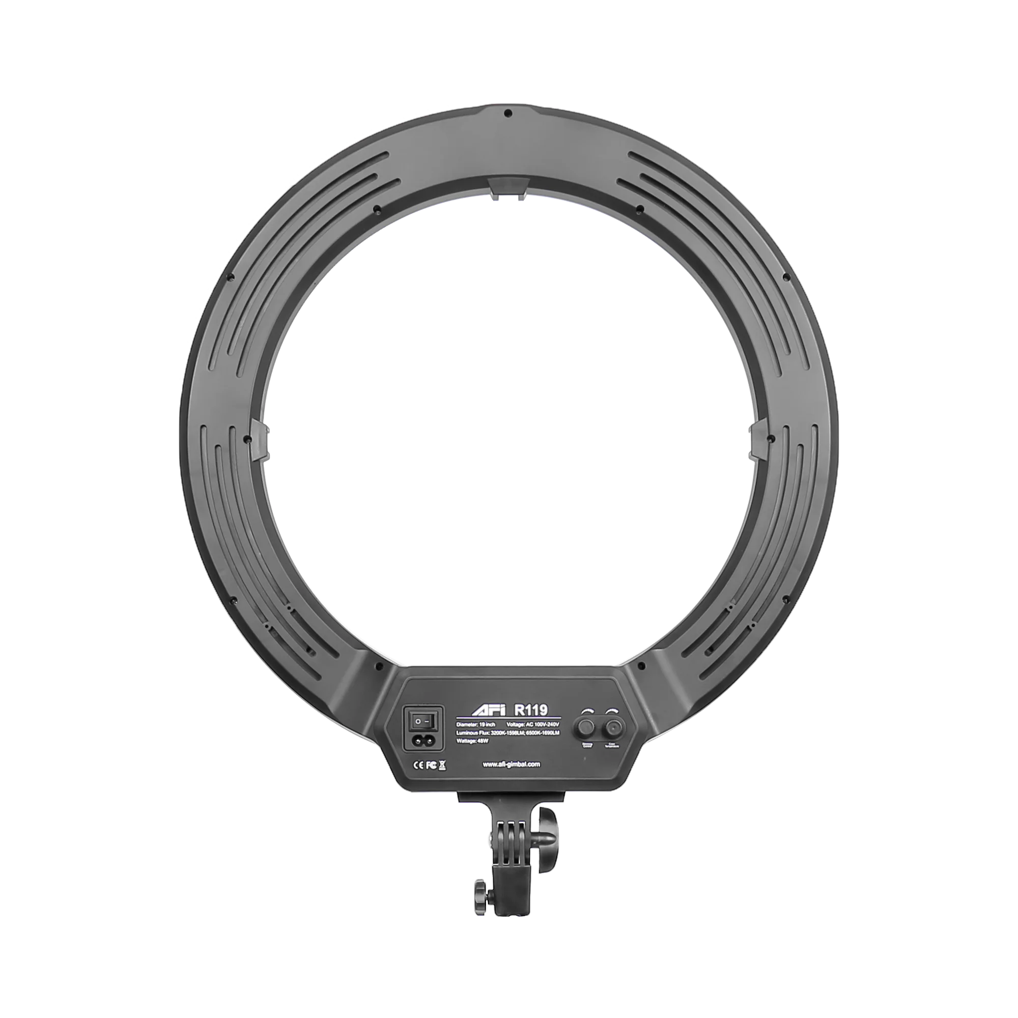 AFI R119 led circle selfie ring light 19 inch 48cm outer 55w 6500k for camera live stream make up video blogging