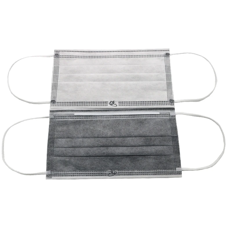 Active Carbon Filter 4 Ply Anti Dust Earloop Grey Custom Facemask Logo Printed Wholesale Protective Disposable Face Mask