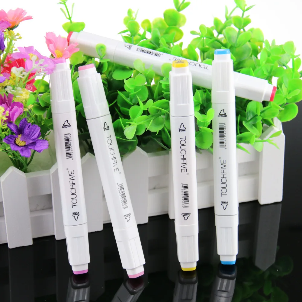 Touchfive T5- 48 Colors Art Markers Brush Pen Alcohol Based Dual Head Manga For Drawing Marker Pens Art Supplies