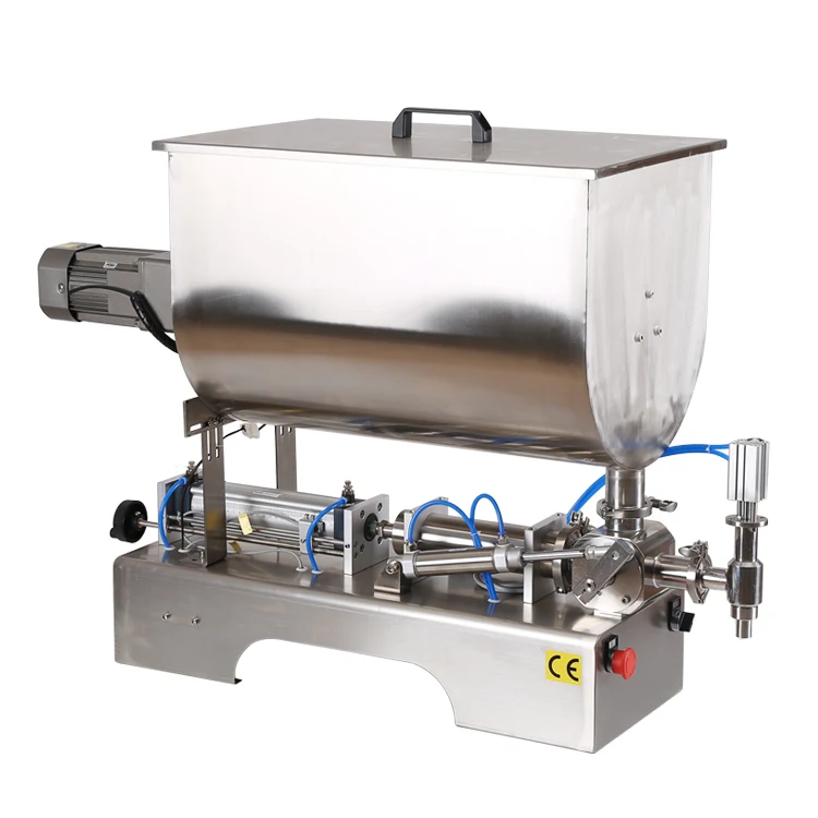 Semi auto pneumatic dosing cream cheese chilli paste peanut butter filling machine with mixer and heater