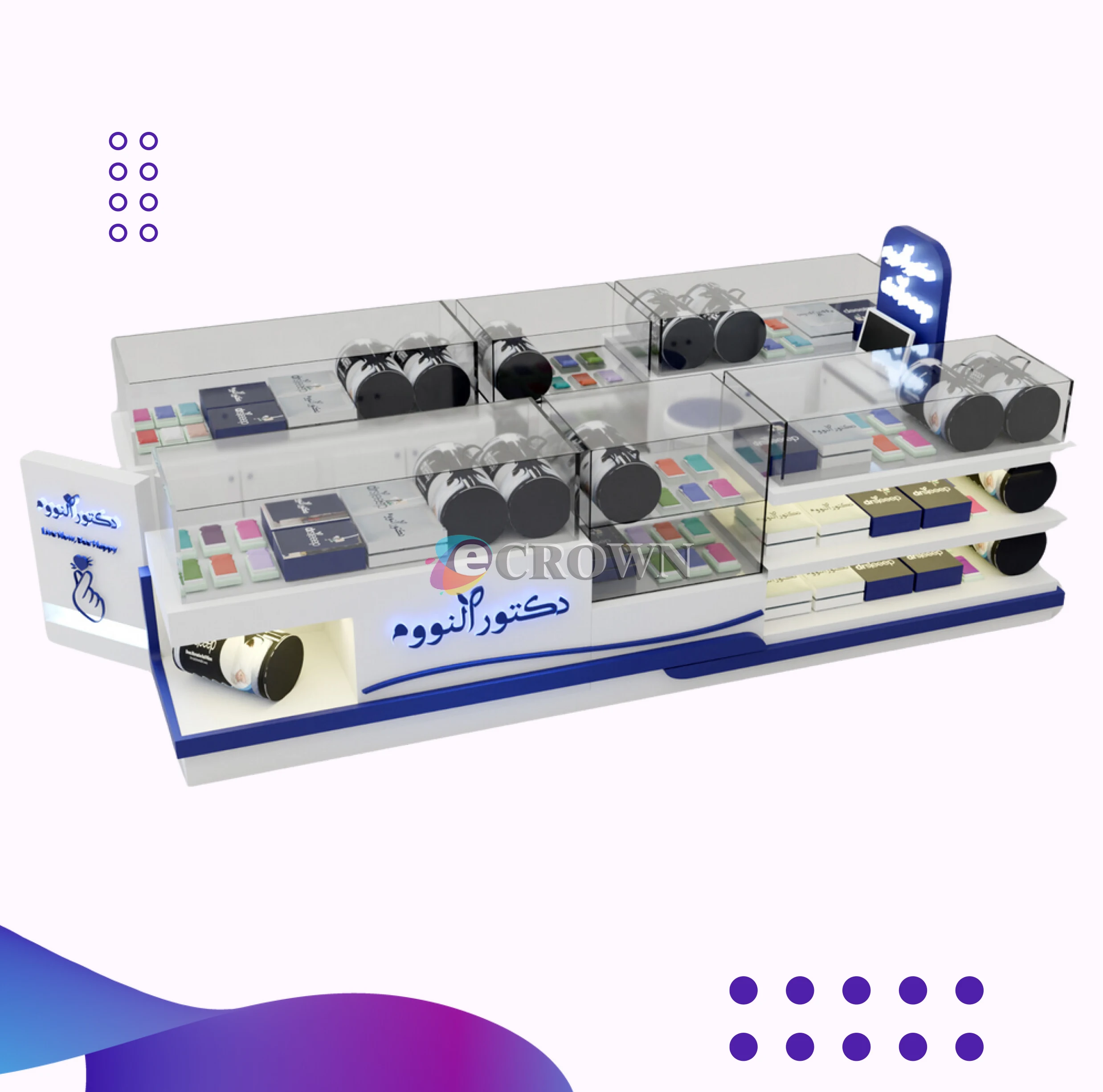 Grocery Display Booth Wallmount Robot Booth for Wood Bedclothes Store Display OEM