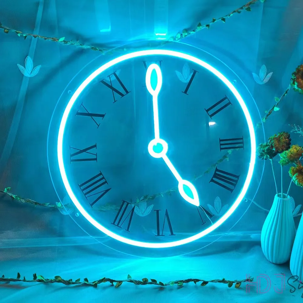 Foreign Trade Supplier Home Bar Led Neon Signboard Clock Modeling Light Room Bedroom Creative Neon Decorative Light