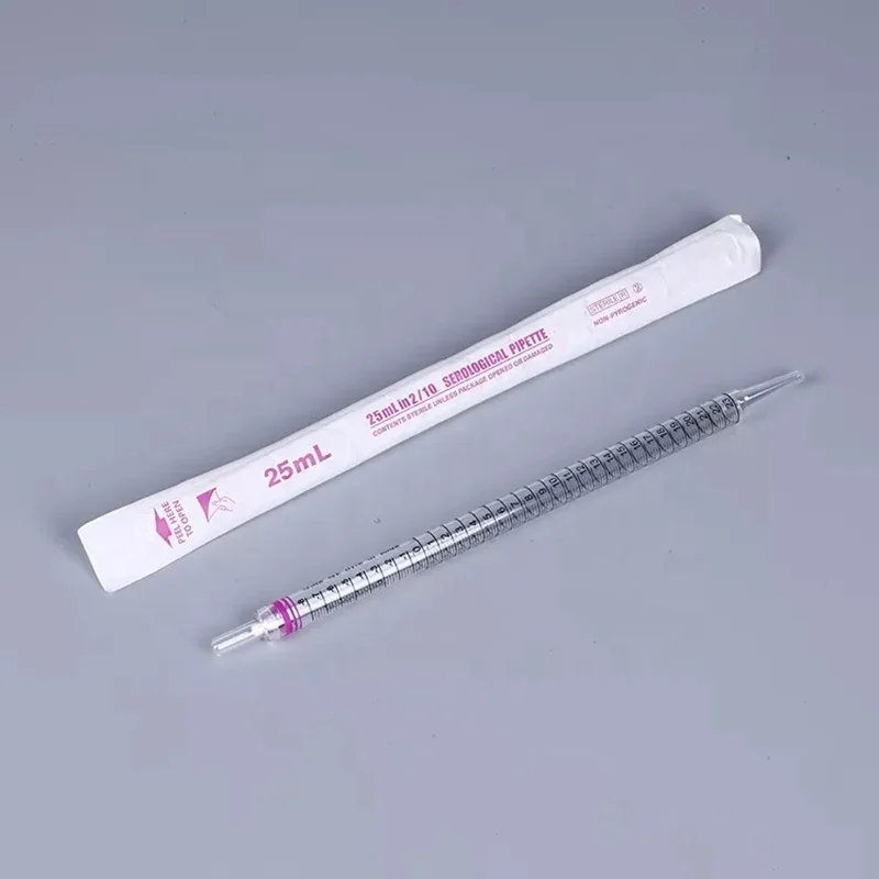 25ml Serological sterile pipettes Extra volume serological pipette E-beam Medical grade PS serological sterile pipettes