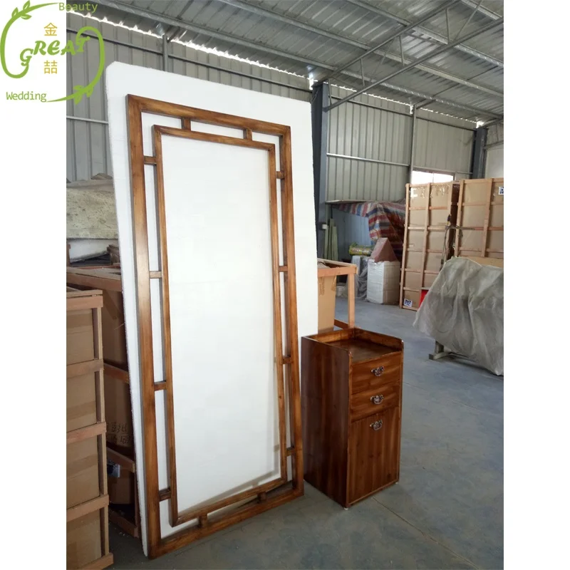 Foshan Great Professional Customized Wooden Mirror Salon Mirror Station Makeup Mirror  For Barber Shop Salon Furniture