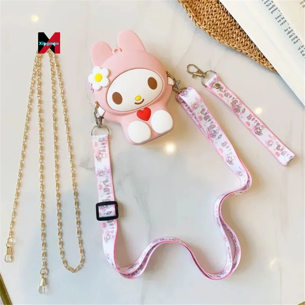 Kawaii Cartoon Kuromied My Melody Silicone Messenger Bag Children Coin Purse Cute Mini for Girls Gift