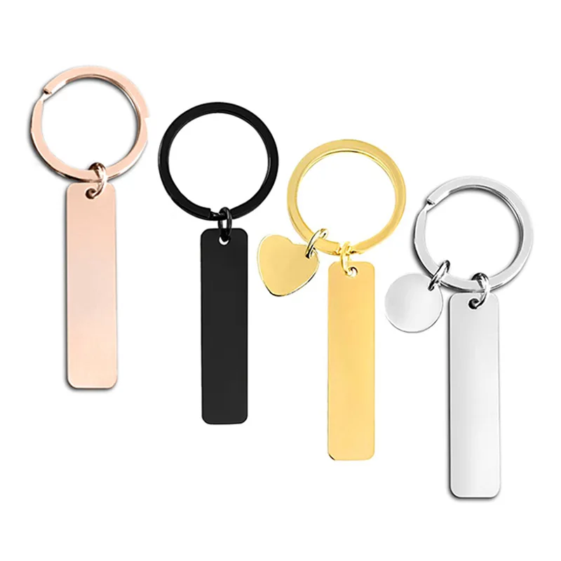 Customization Stainless Steel Metal Keychain blanks Personalized Custom Key chains Rectangle Bar Idea Charm blank metal keychain