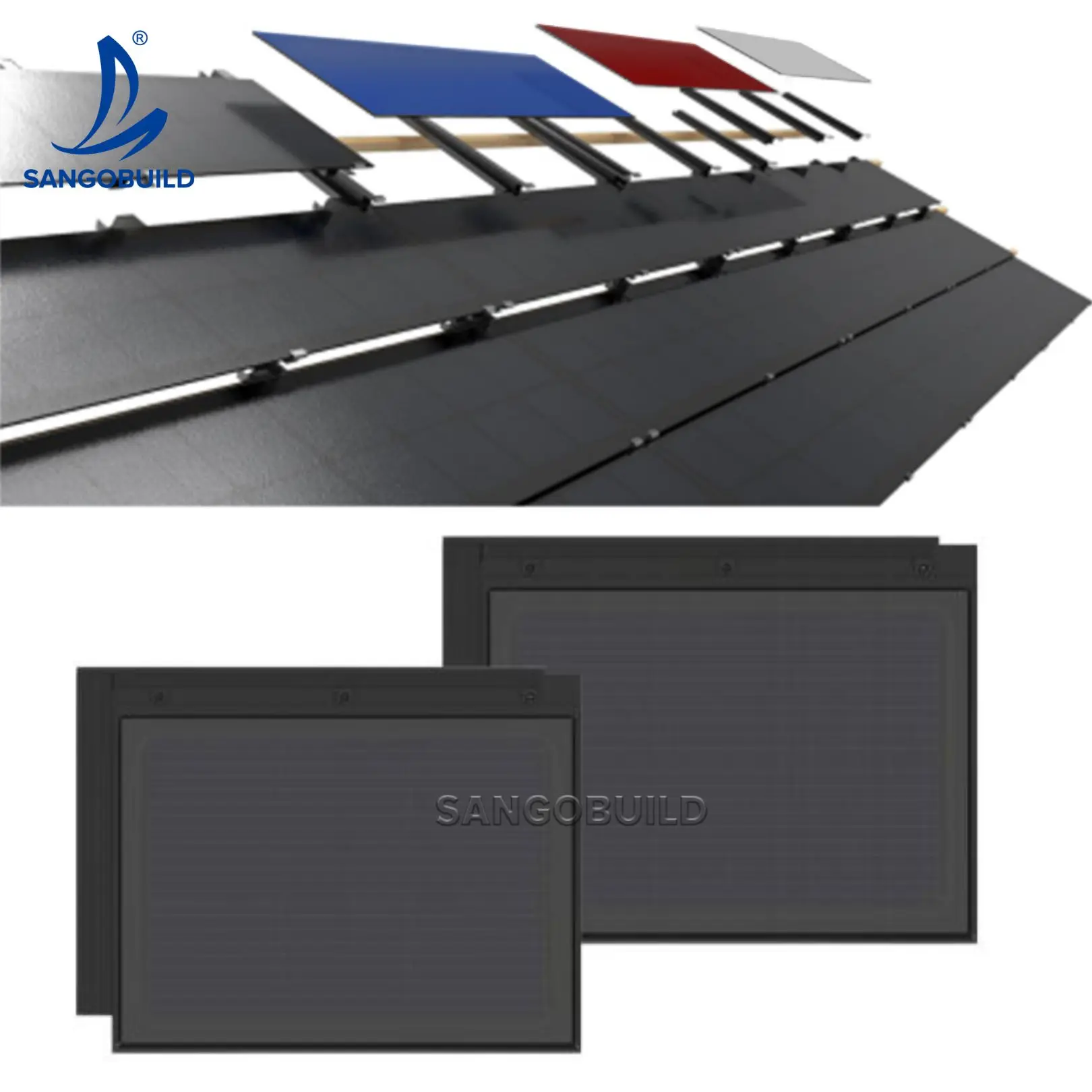 BIPV Photovoltaic Panels Greenhouse Waterproof Anti Dazzle 0%Transmittance Solar Panel Roof Tiles