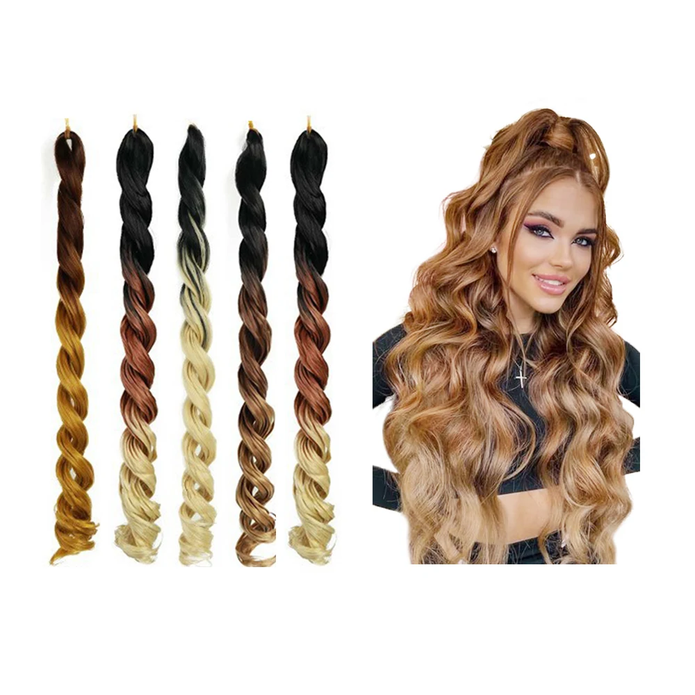 Wholesale 20inch 100g Long Wavy Loose Wave Braiding Hair Synthetic Jumbo Crochet French Curls Braids Hair Extensions