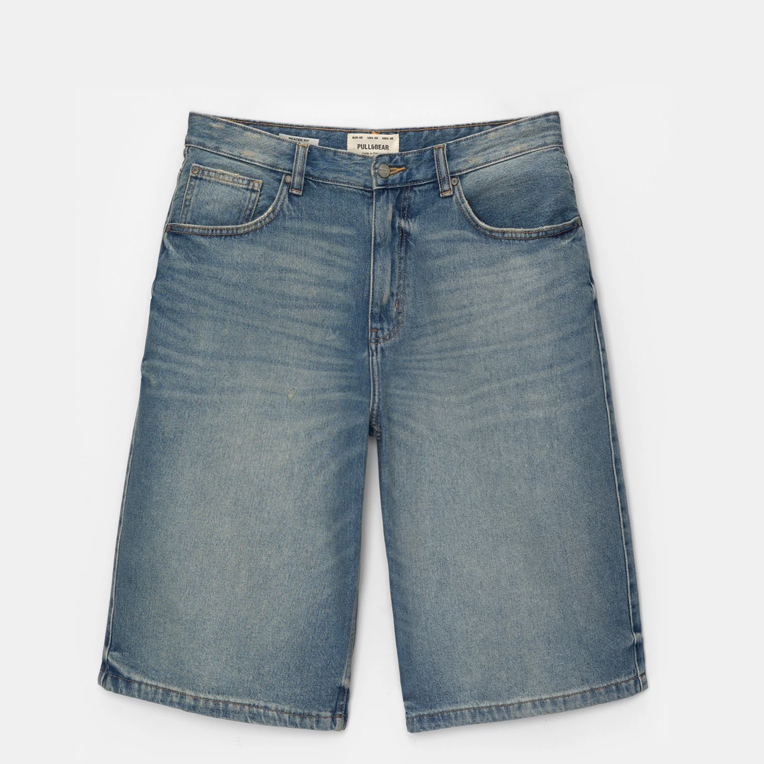 Custom denim Jorts Hip-hop Embroidered Vintage BLUE WASHED Denim Baggy Jean Shorts Men custom design long shorts