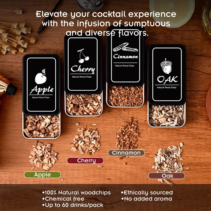 Custom Logo Cocktail Smoker Kit With Wood Chips Whiskey Ball Old Fashioned Whiskey Bourbon Smoker Set Novelty Gift For Men Women